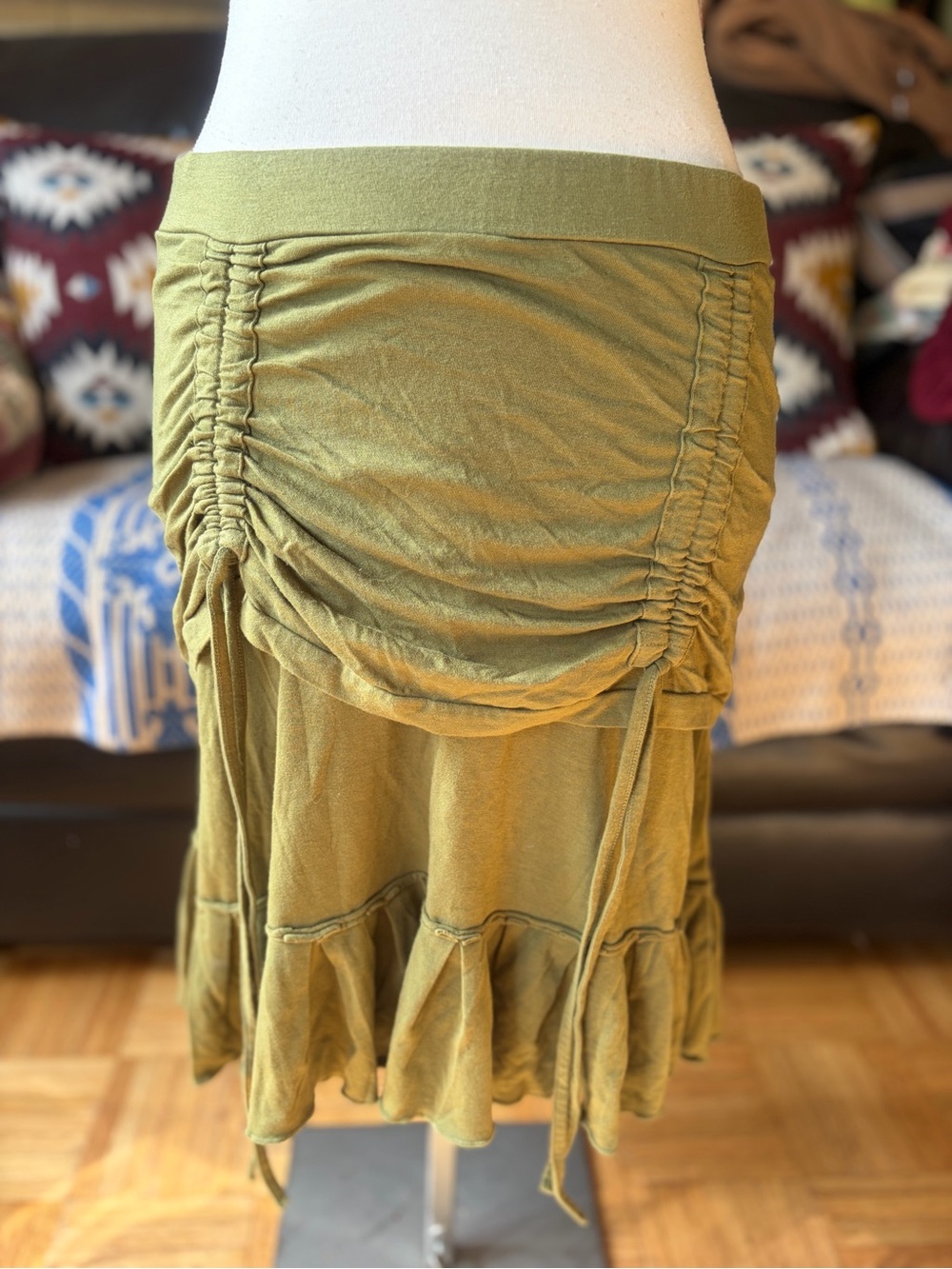 NOMAD Hempwear Eco-Concious Organic Cotton Double Layered Ruffled Cinch Skirt